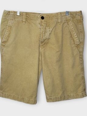 Abercrombie Fitch Khaki Twill Shorts 34 Garment Wash Tan Brown 10" Inseam